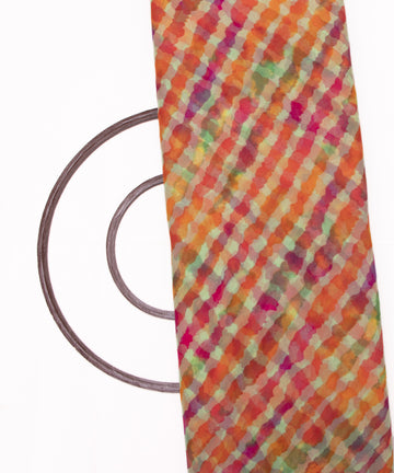 Green Colour Lehariya Print Georgette Fabric